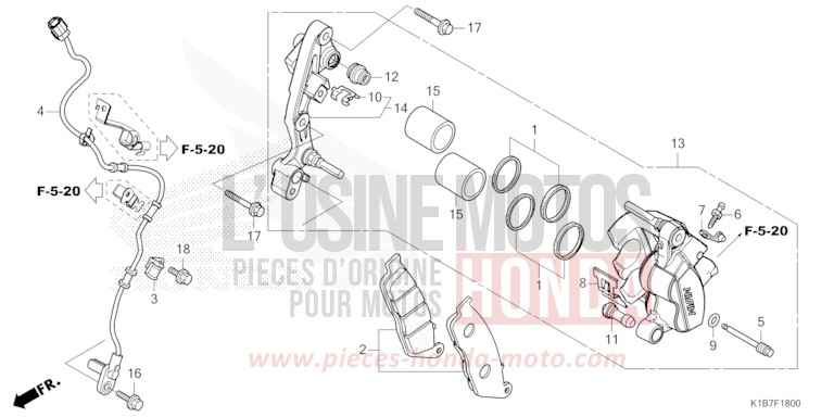 VORDERRAD-BREMSSATTEL von Forza 350 MAT CARNELIAN RED METALLIC (R384) von 2022